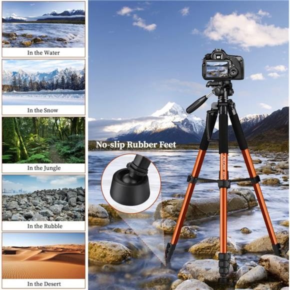 Tripod Camera Tripods, 74" Tripod Stand for Camera Phone, Heavy Duty Portable - Picture 2 of 6